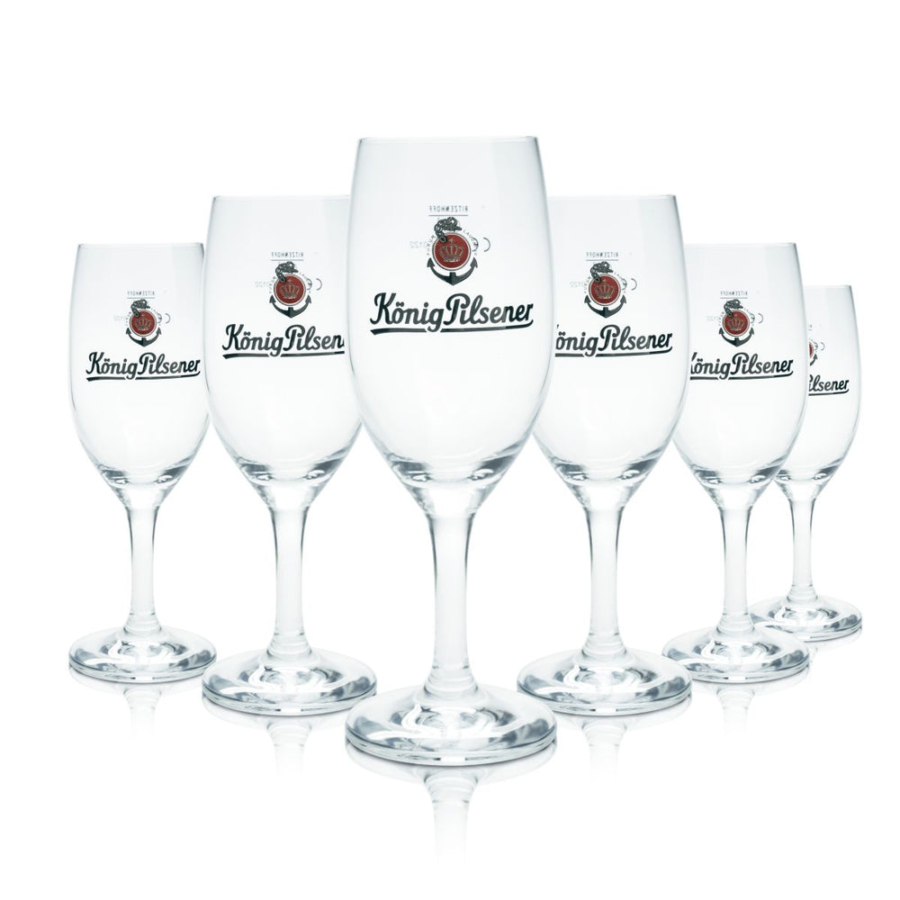 6x König Pilsener Bierglas 0,2l Pokalglas Pilstulpe Gläser Set Brauerei Gastro