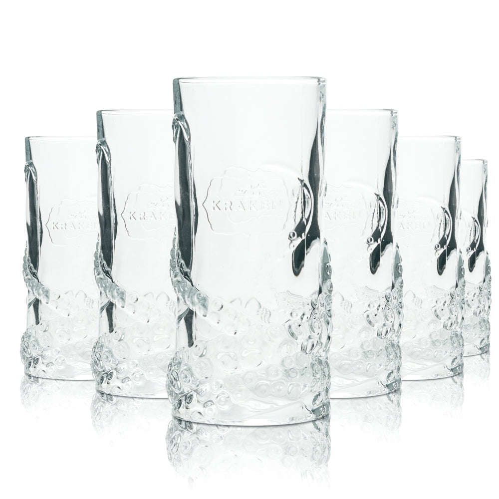 6x Kraken Rum Glas 0,35l Longdrink Relief Kristall Cocktail Gläser SELTEN Spiced