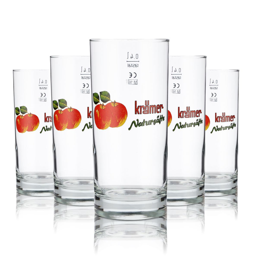 6x Krämer Glas 0,4l Saftglas Willi Becher Trinkglas Gläser Set Saftschorle Eiche