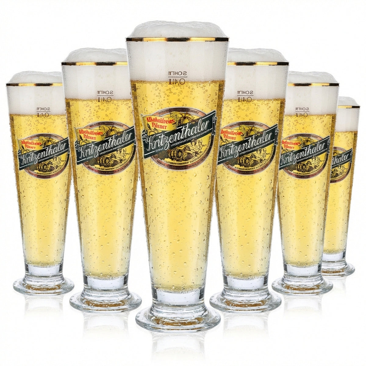 6x Kritzenthaler Bier Glas 0,4l Tulpe Alkoholfrei Goldrand Sahm Florenz