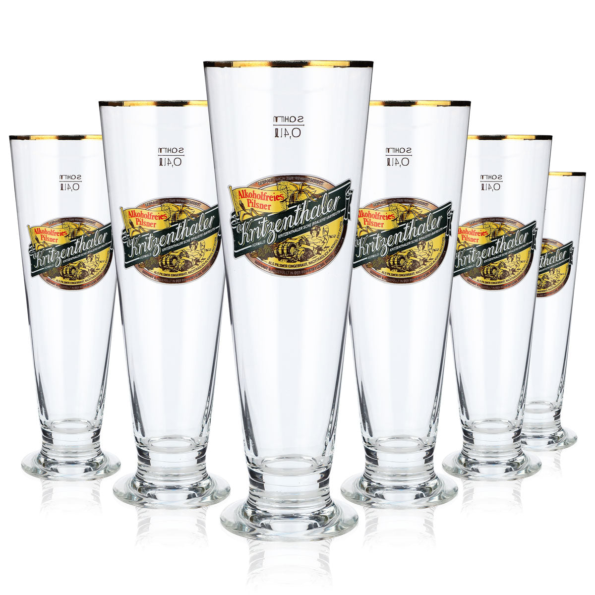6x Kritzenthaler Bier Glas 0,4l Tulpe Alkoholfrei Goldrand Sahm Florenz – Ansicht 5