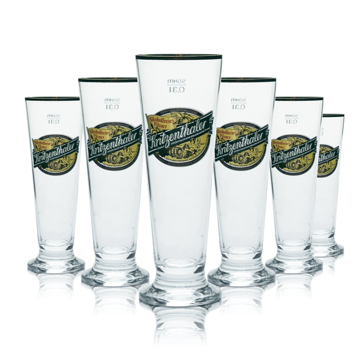6x Kritzenthaler Glas 0,3l Bier Pokal Tulpe Alkoholfrei Goldrand Gläser Brauerei