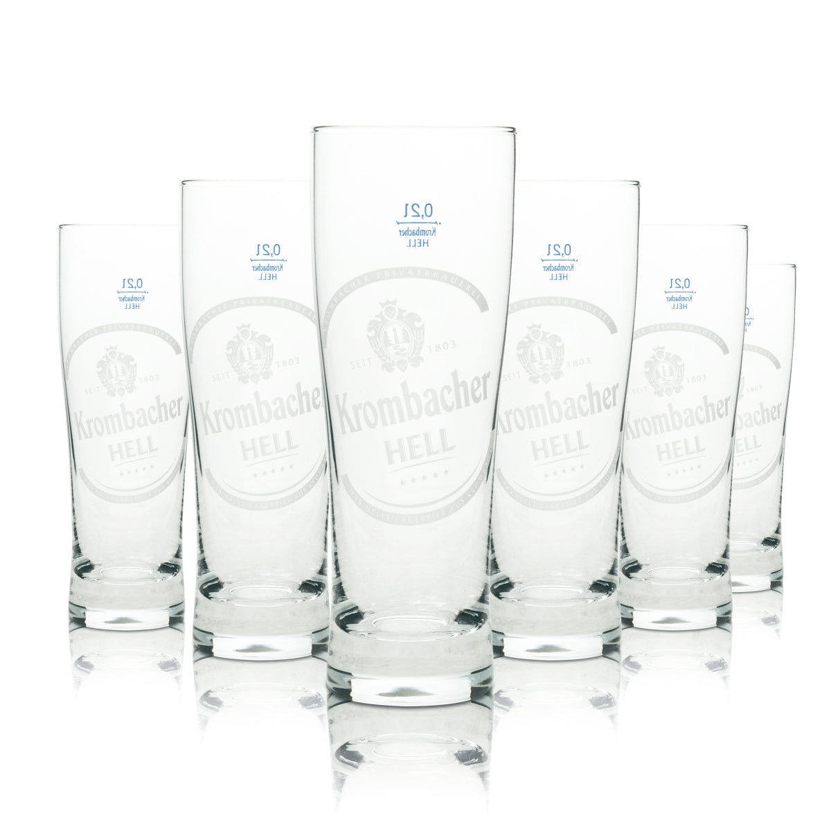 6x Krombacher Bier Glas 0,2l Becher Hell Sahm Willi Pils Gläser Brauerei Beer
