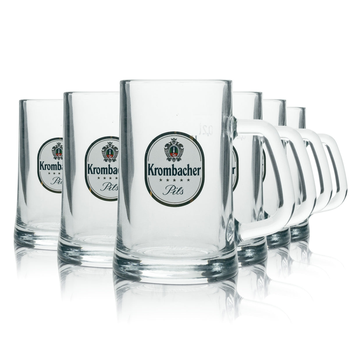 6x Krombacher Bier Glas Krug Pils 0,2l "Eine Perle der Natur" Sahm