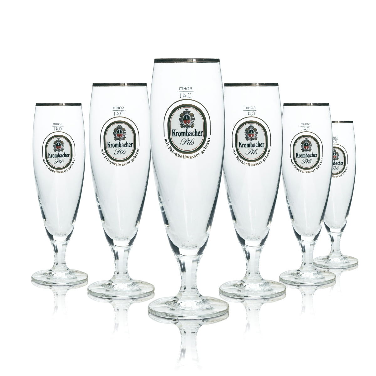 6x Krombacher Bier Glas Pokal Exklusiv 0,4l Tulpe Gläser Pils Kelch Sahm Export