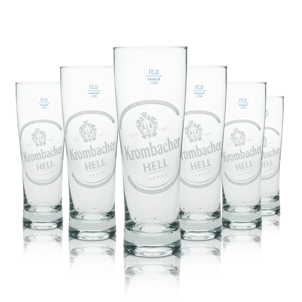 6x Krombacher Bier Glas Tulpe 0,3l Sahm Hell