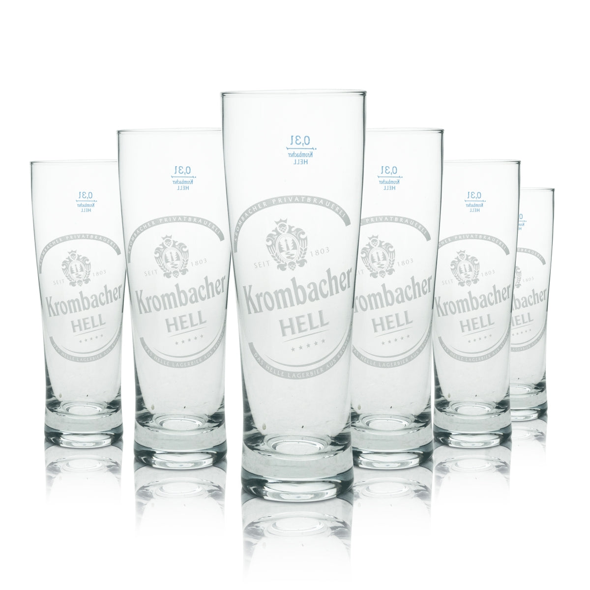 6x Krombacher Bier Glas Tulpe 0,3l Sahm Hell