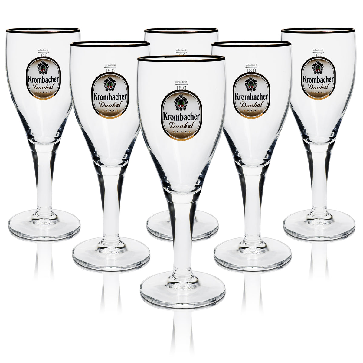 6x Krombacher Glas 0,3l Dunkelpils Pokal Tulpe Goldrand Gläser Gastro Brauerei – Ansicht 4