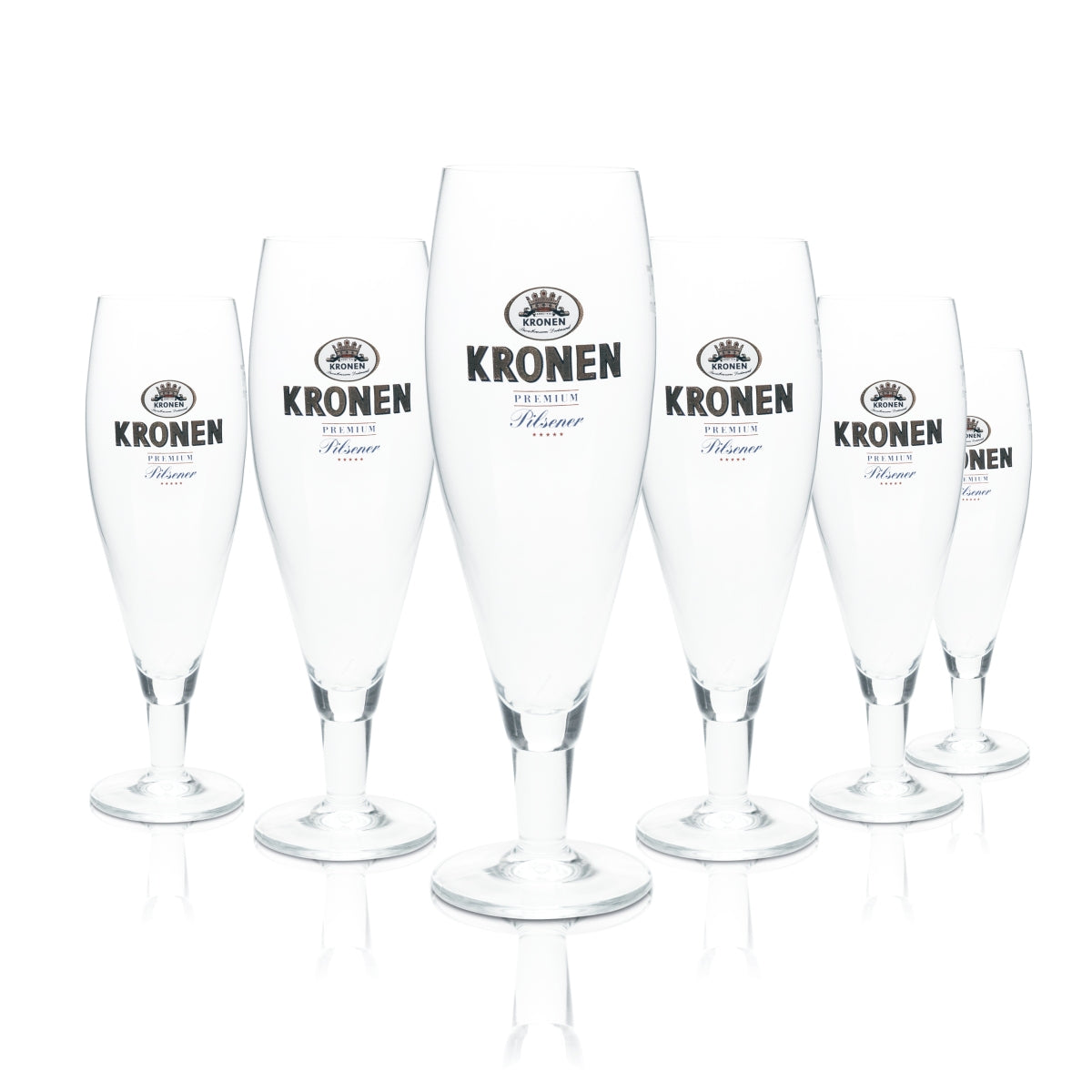 6x Kronen Glas 0,4l Bier Pokal Kelch Tulpe Cup Gläser Gastro Bar Kneipe Dortmund
