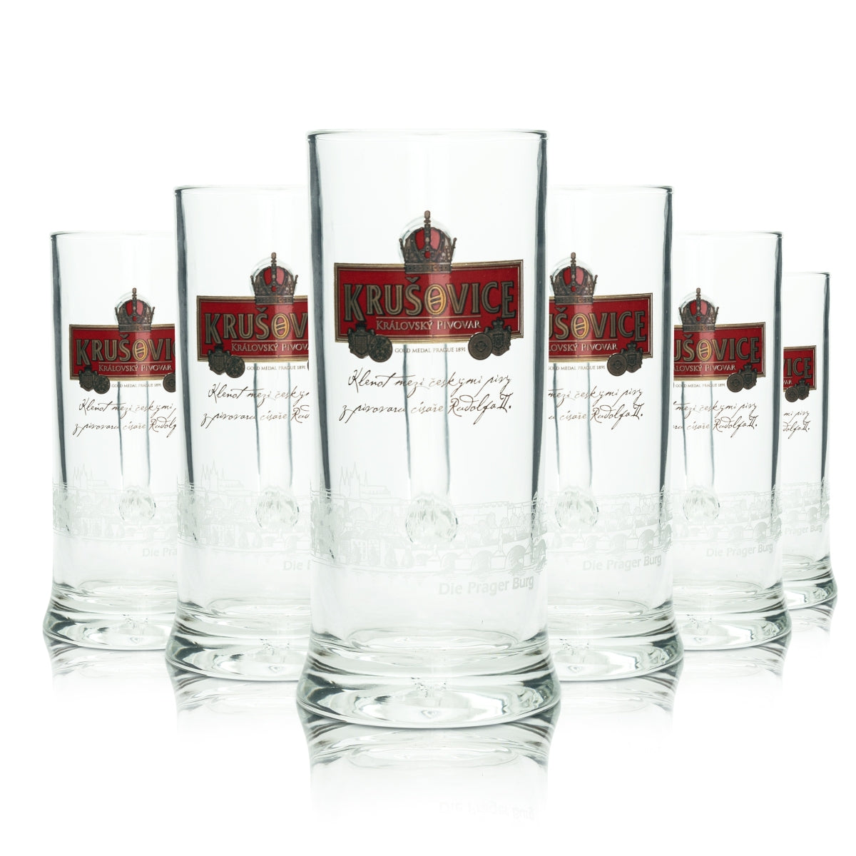 6x Krusovice Bier Glas 0,3l Krug Tankards Seidel Sahm Prager Henkel Gläser Beer