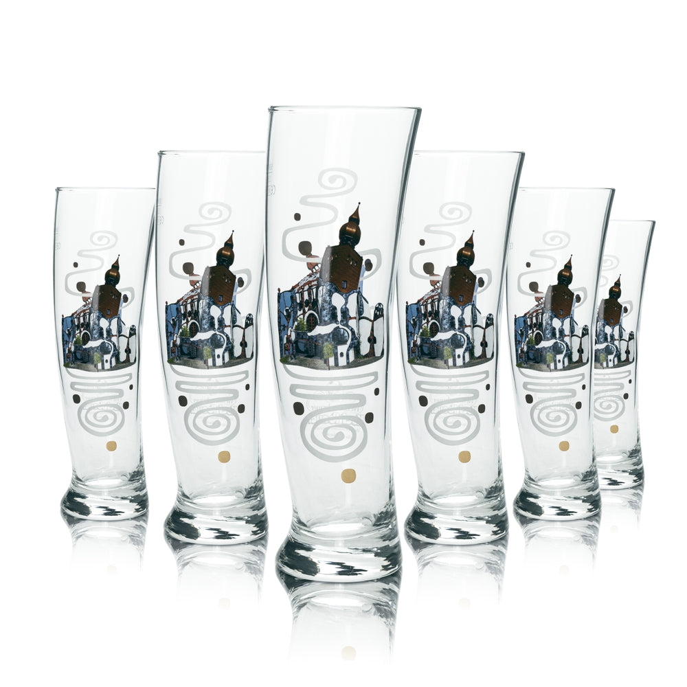 6x Kuchlbauer Bier Glas 0,5l Weißbier Design Kunsthaus Abensberg Gläser Hefe