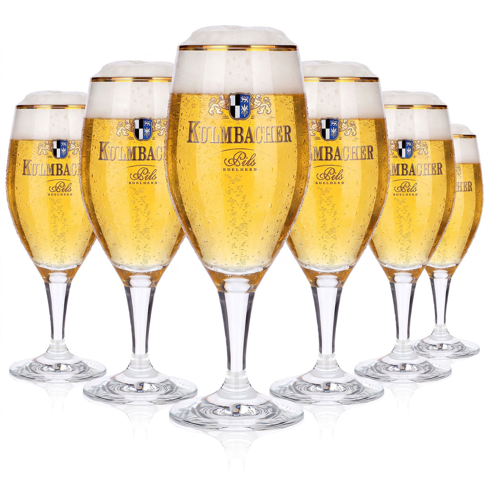 6x Kulmbacher Reichelbräu Bier Glas 0,25l Pokal Goldrand Sahm (6er Set)