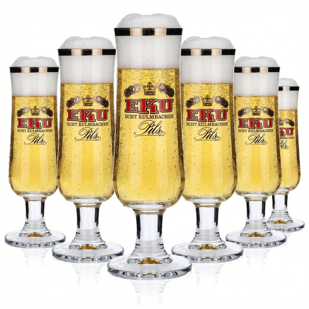 6x Kulmbacher Reichelbräu Bierglas 0,2l Design Pokal Gläserset EKU Pils Brauerei