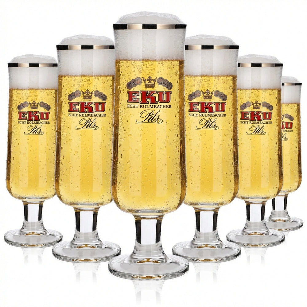 6x Kulmbacher Reichelbräu Bierglas 0,4l Design Pokal Gläserset EKU Pils Brauerei