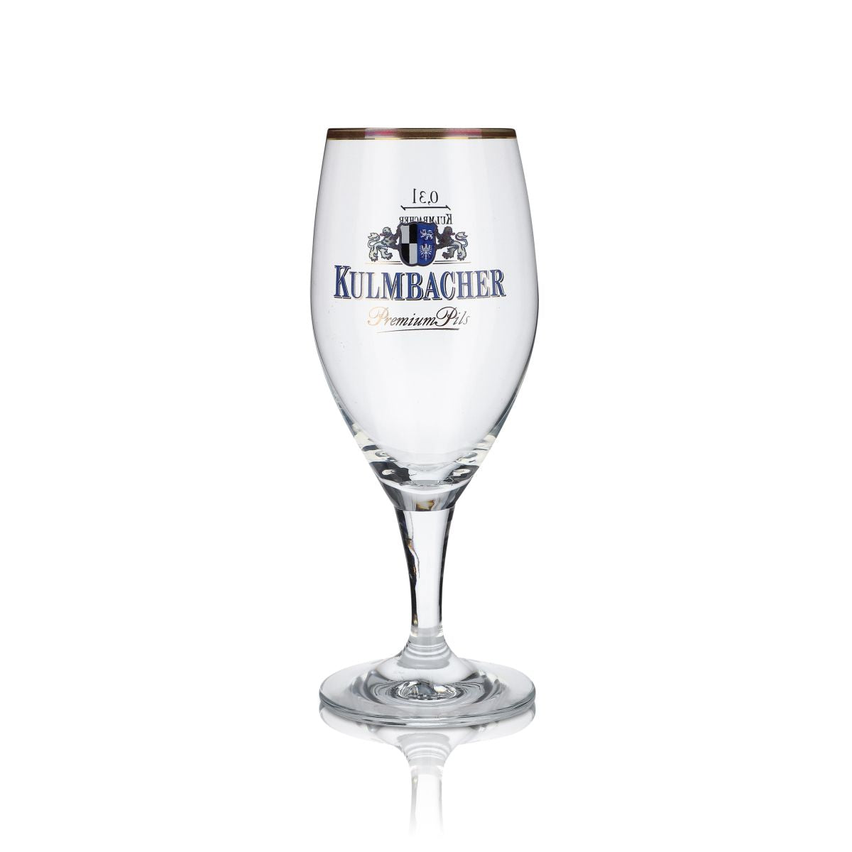 6x Kulmbacher Reichelbräu Glas 0,3l Bier Pokal Goldrand blaue Schrift – Ansicht 2