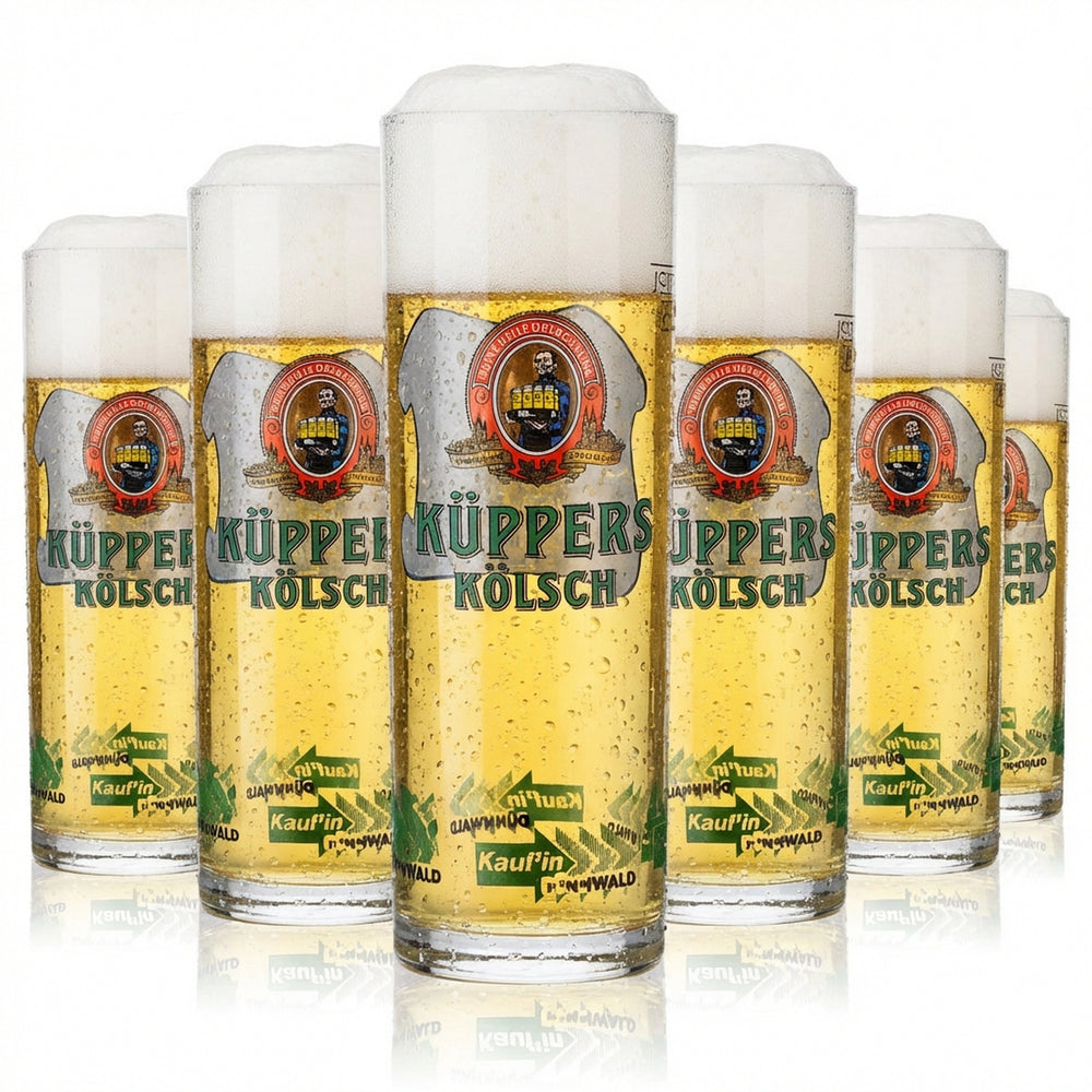 6x Küppers Kölsch Bier Glas 0,2l Kölschglas/Stange "Interessengemeinschaft"
