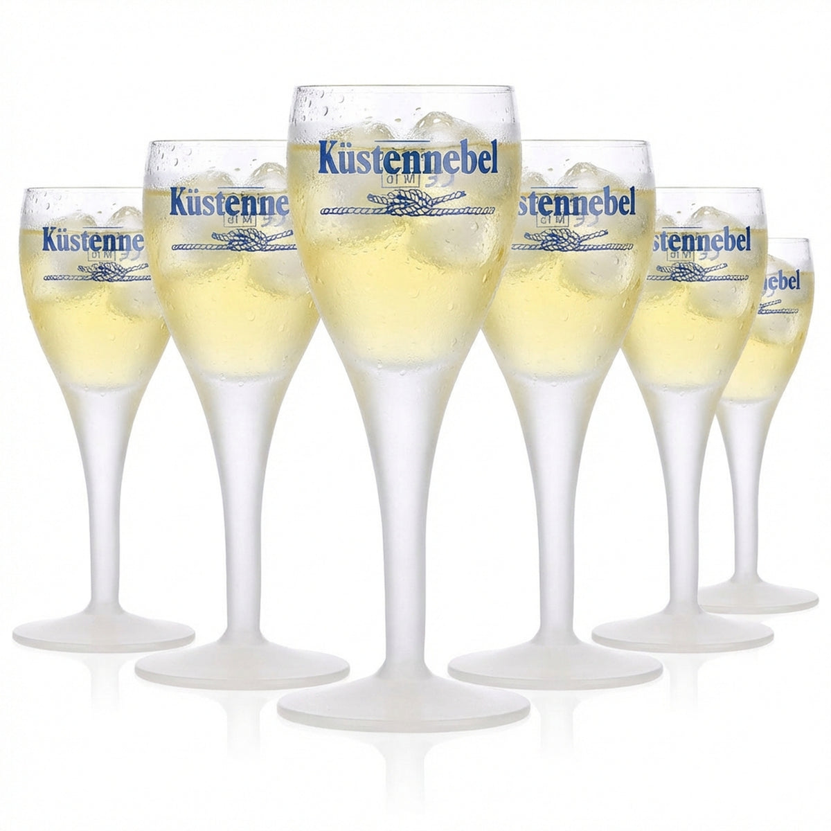 6x Küstennebel Likör Glas Sternanis Kelch-Glas Schnapsglas halb satiniert