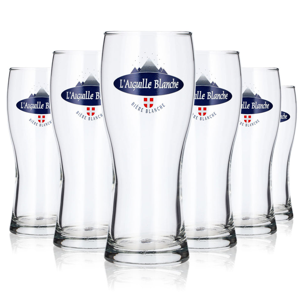 6x L´Aiguille Bier Glas 0,33l Becher blaues Logo Bierglas Willibecher (6er Set)