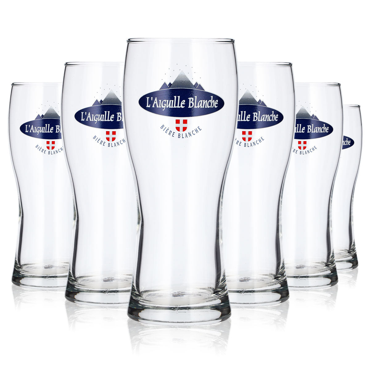 6x L´Aiguille Bier Glas 0,33l Becher blaues Logo Bierglas Willibecher (6er Set)