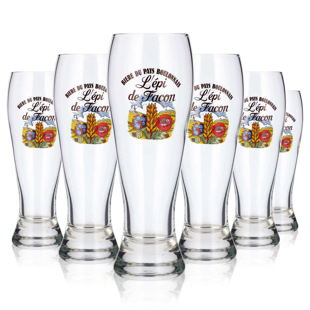 6x L'Épi de Facon Bier Glas 0,25l Weizenglas Weizenbierglas