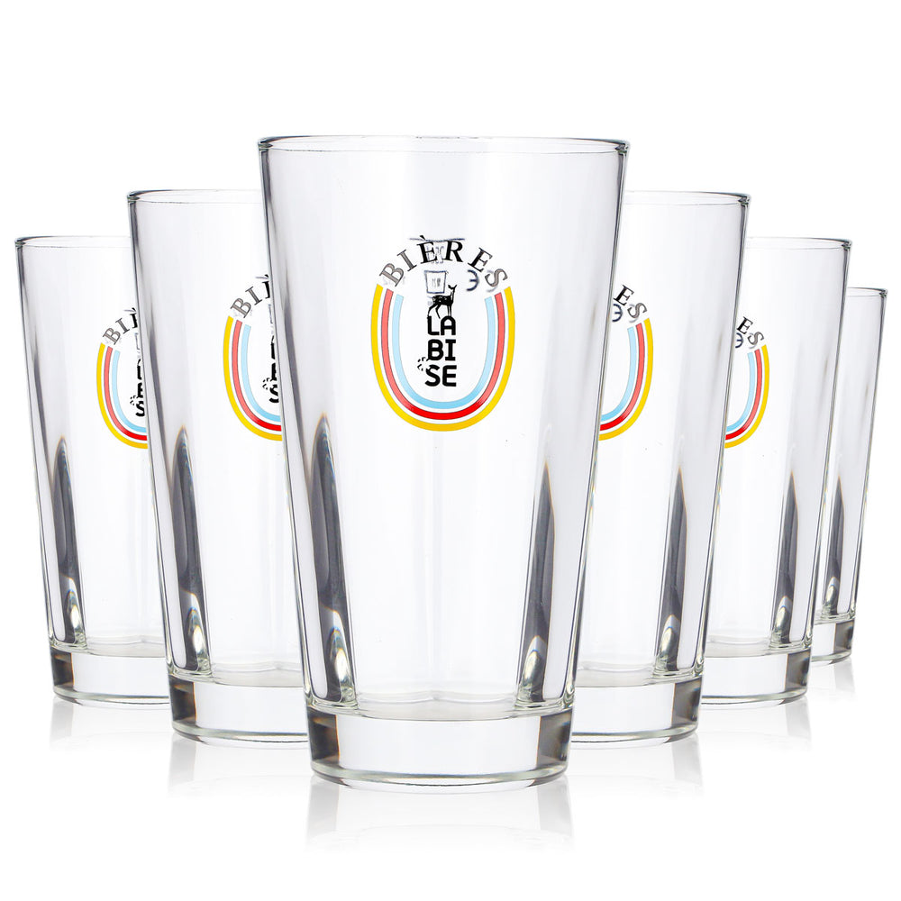 6x La Bise Bier Glas 0,25l Longdrink Regenbogen Willi Becher Bierglas (6er Set)