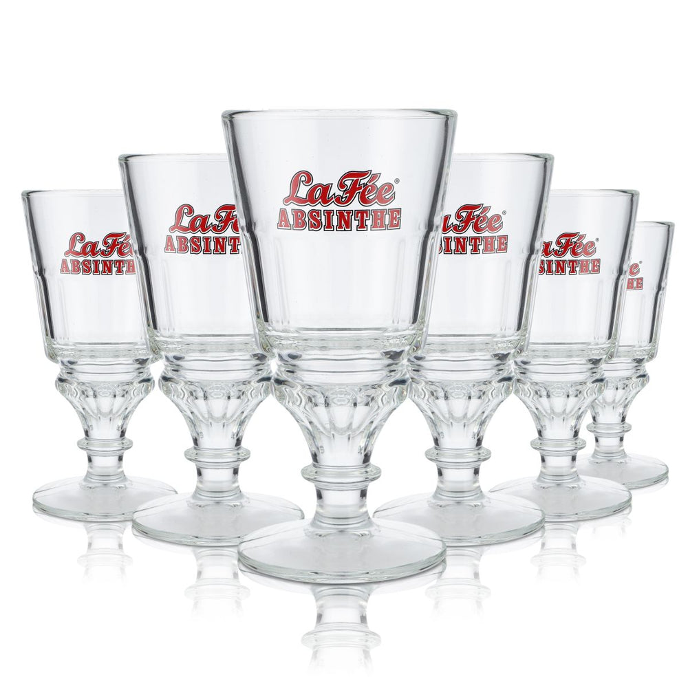 6x La Fee Absinth Glas 0,3l Kontur Reliefschliff Longdrink CocktailGläser Set