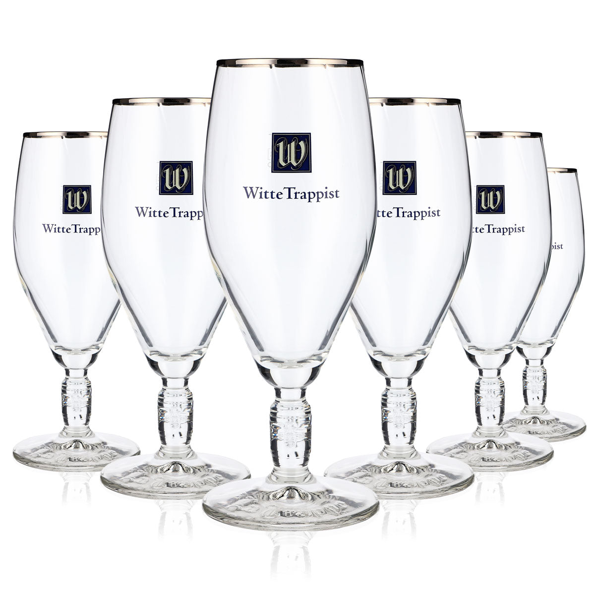 6x La Trappe Bier Glas 0,3l Biergläser Relief im Stiel Pokal Goldrand – Ansicht 5