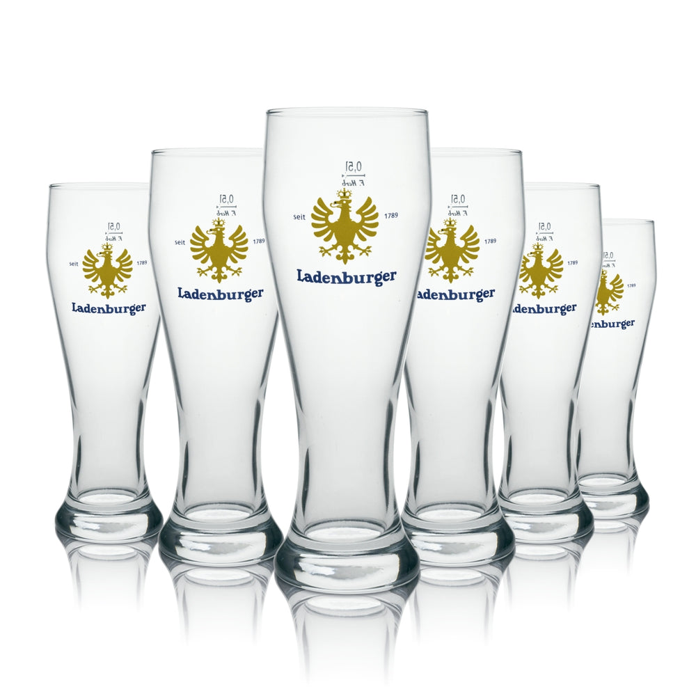 6x Ladenburger Bier Glas Weizenglas 0,5l