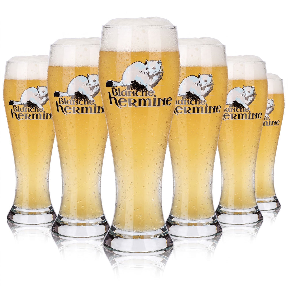 6x Lancelot Bier Glas 25cl + 33cl Pokal Blanche Hermine