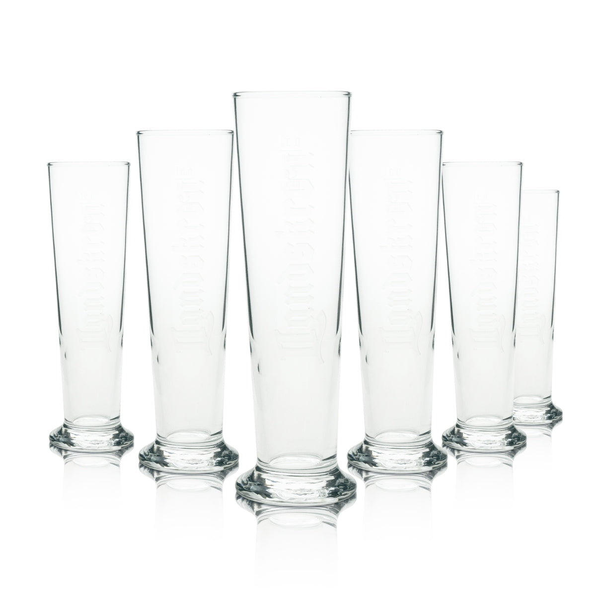 6x Landskron Bier Glas Tulpe 0,3l Logo in Relief Rastal