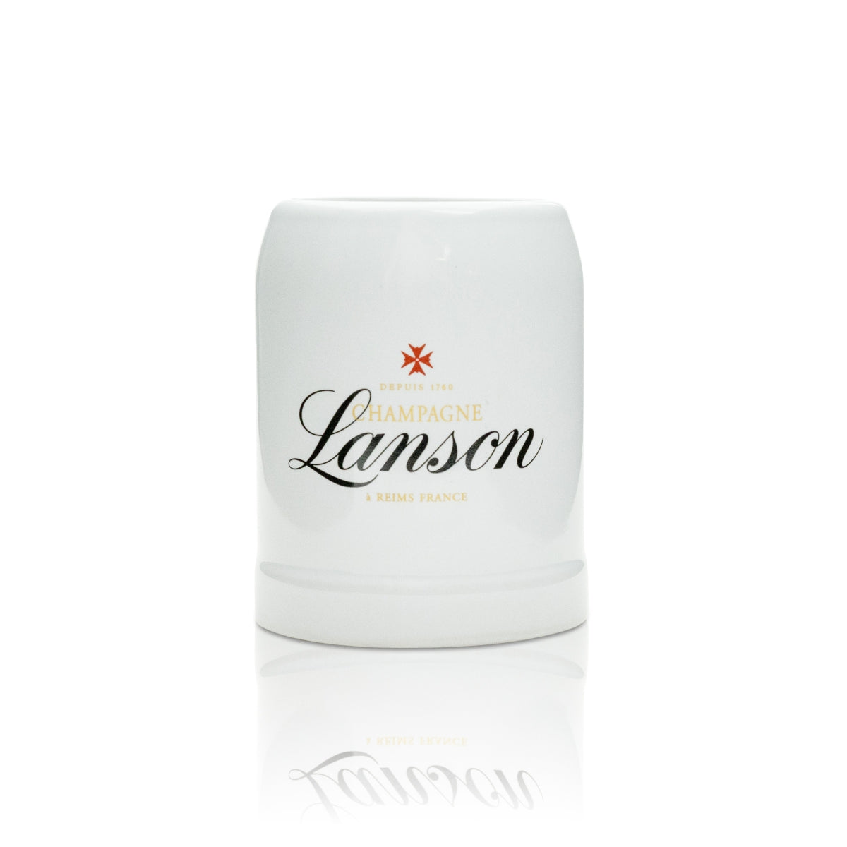 6x Lanson Champagner Glas Tonkrug weiß klein – Ansicht 2