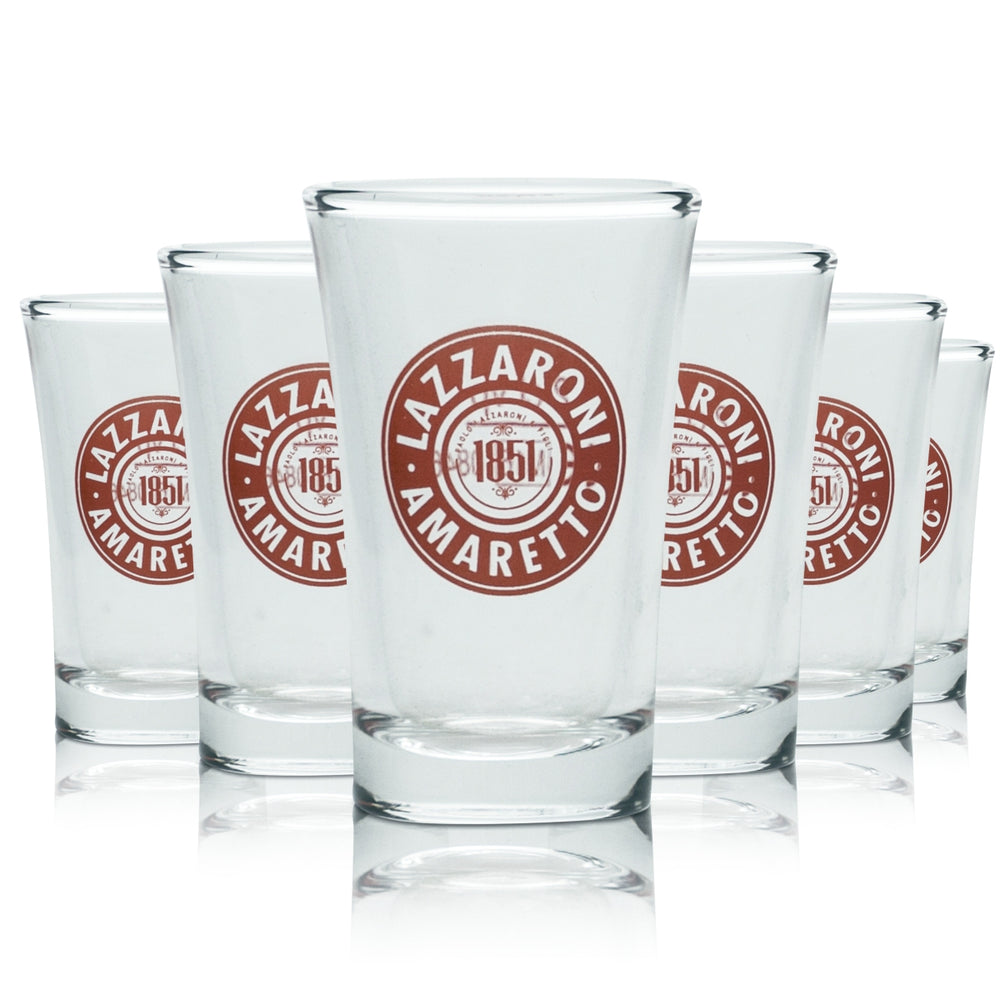 6x Lazzaroni Amaretto Glas 2cl Shot 1851 Schnaps Gläser Stamper Kurze Junior