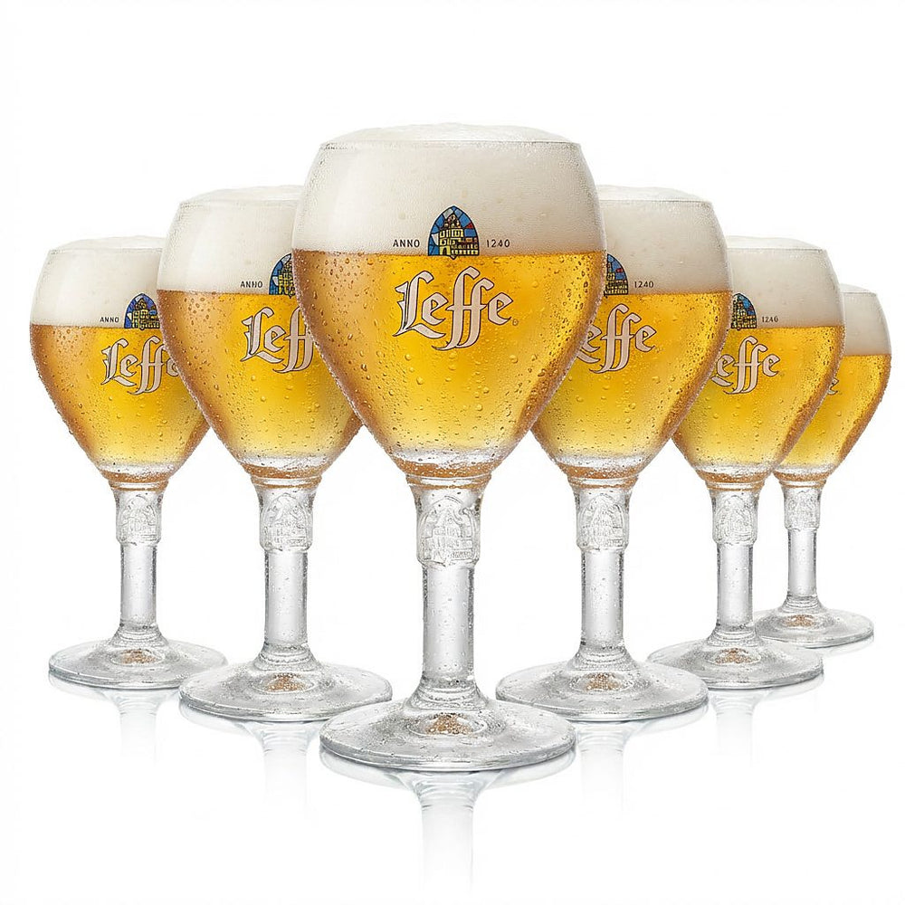 6x Leffe Bierglas 0,33l – Design Kelch Pokal Gläser Belgisches Bier Blonde Brown