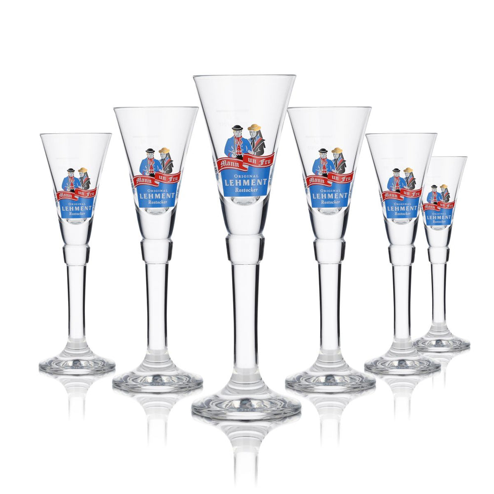 6x Lehment Glas 2cl Schnapsglas Stielglas Kelchglas Akvavit Gläser Set Rostock