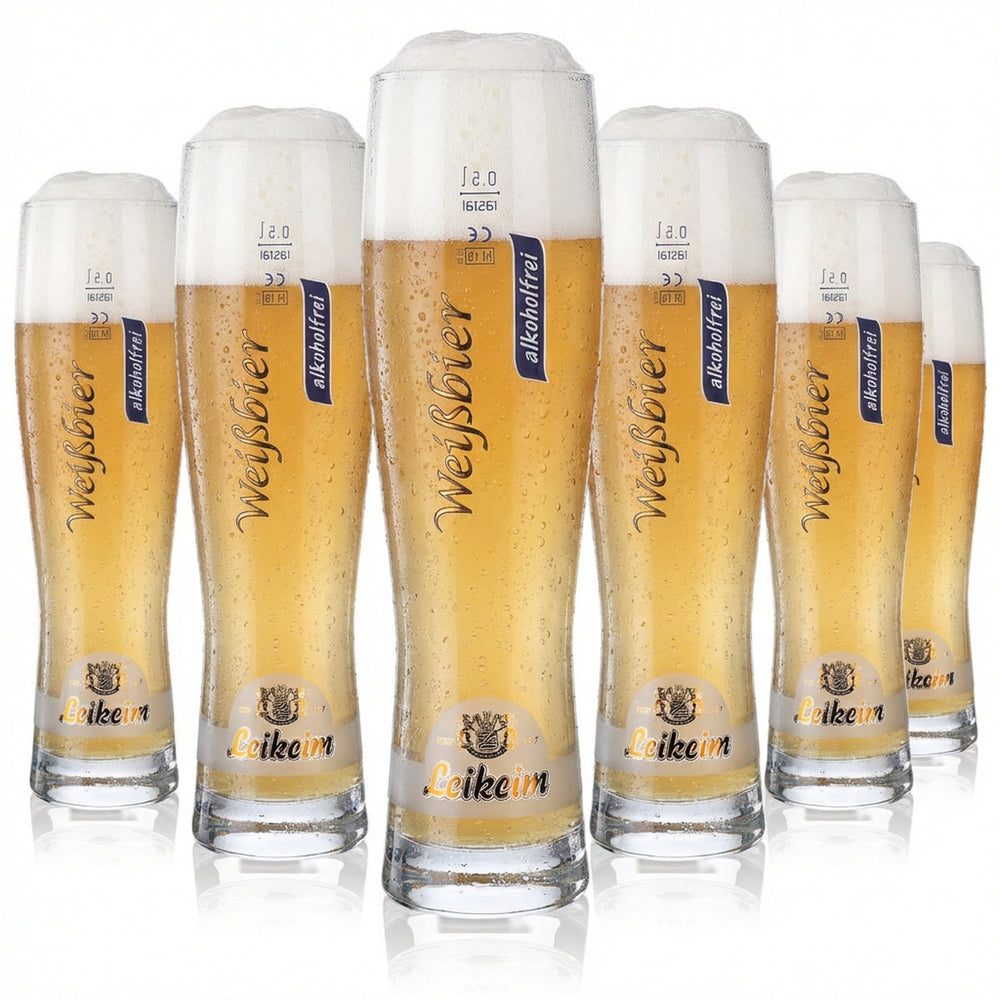 6x Leikeim Bier Glas 0,5l Weißbierglas Alkoholfrei Rastal Monaco Slim