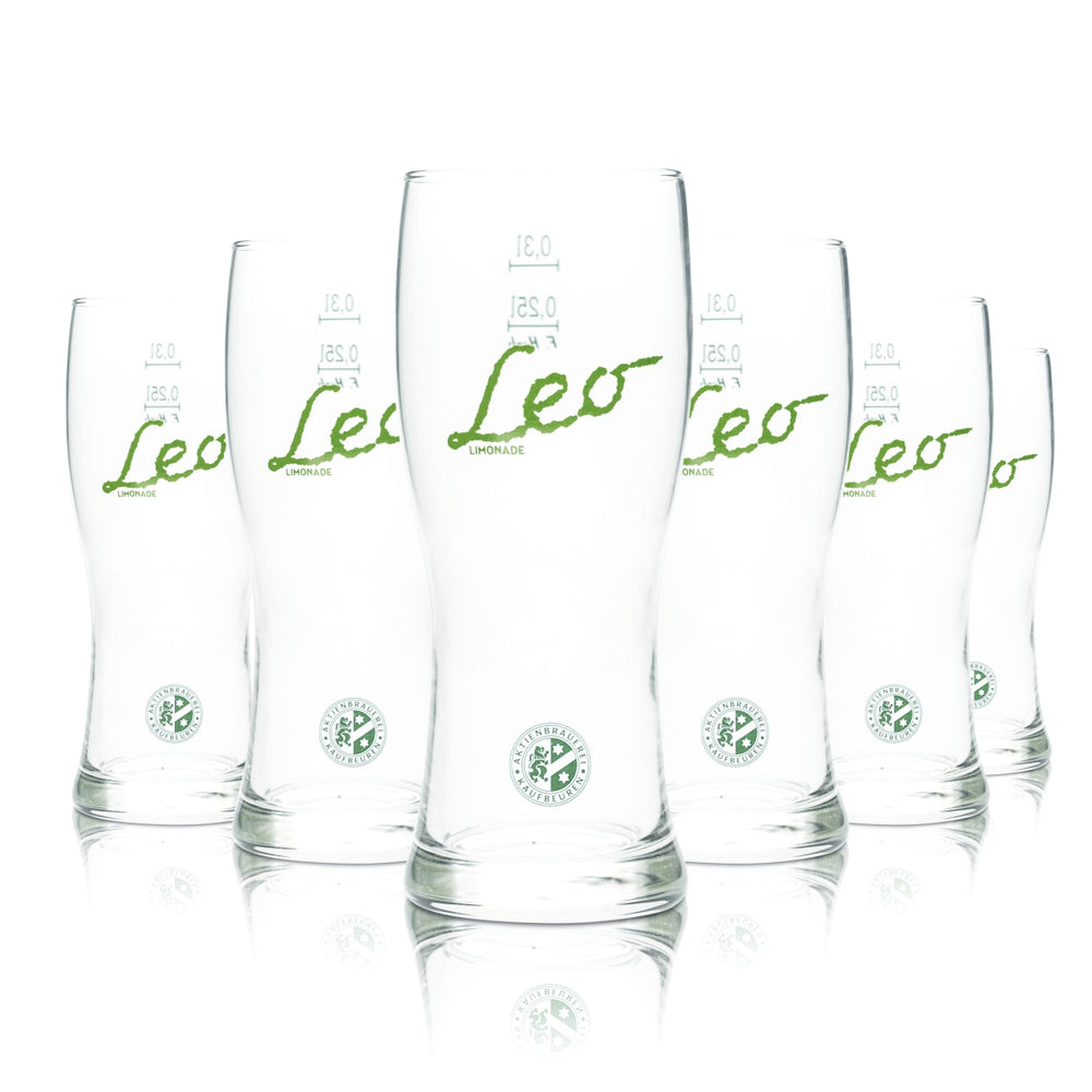 6x Leo Limo Glas 0,3l Becher ABK Aktien Brauerei Softdrink Mix Gläser Radler
