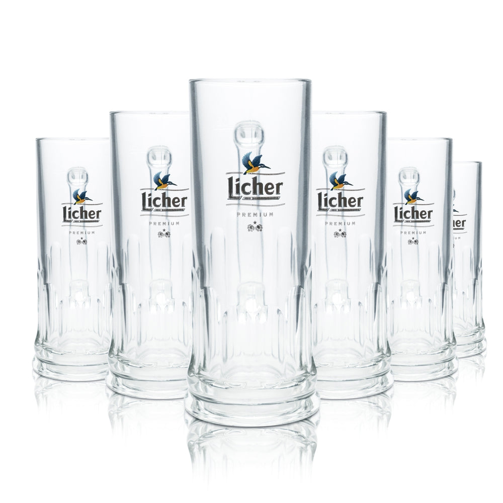 6x Licher Bier Glas 0,3l Krug Humpen Seidel Kontur Gläser Brauerei Pils Gastro