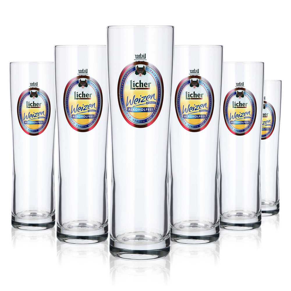 6x Licher Bier Glas 0,5l Weißbierglas Weizen Alkoholfrei Weizenglas
