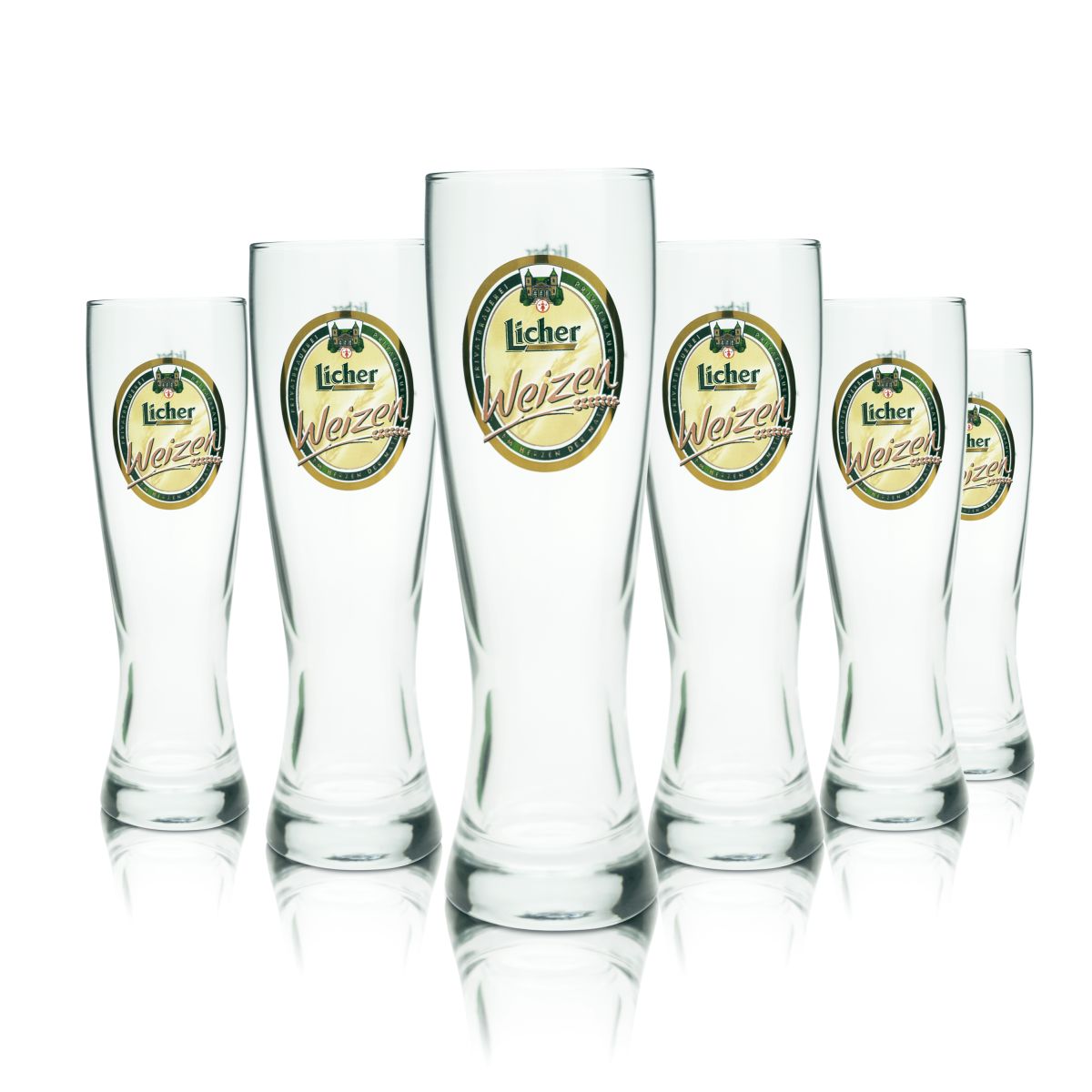 6x Licher Bierglas 0,3l Weißbierglas Hefeweizen Gläser Set Brauerei Gastro Eiche