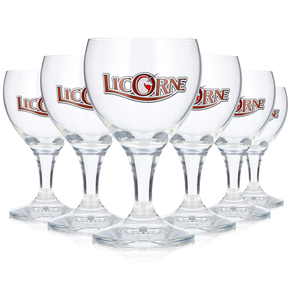 6x Licorne Noel Bier Glas 0,125l Pokal Einhorn Logo Brauner Schriftzug (6er Set)