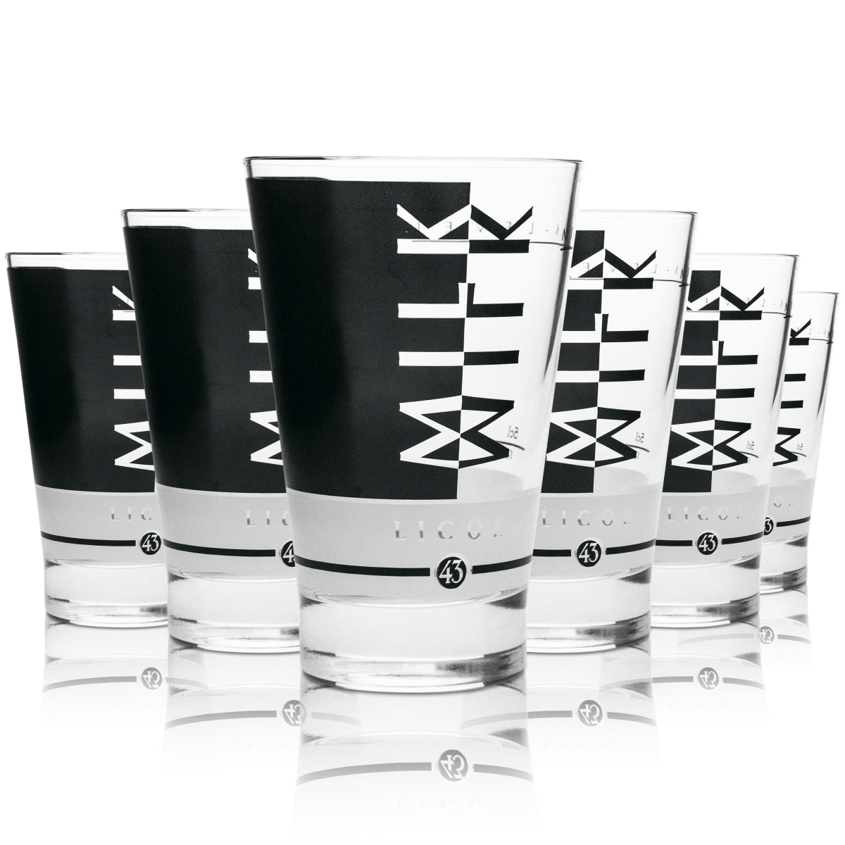 6x Likör 43 Likör Glas Longdrink Milk schwarz