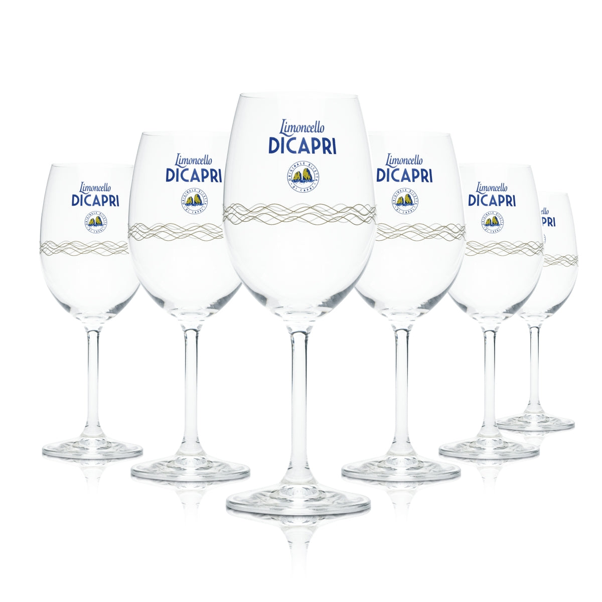 6x Limoncello Di Capri Stielglas 0,35l Kelch Wein Gläser Tonic Spritz Aperitif