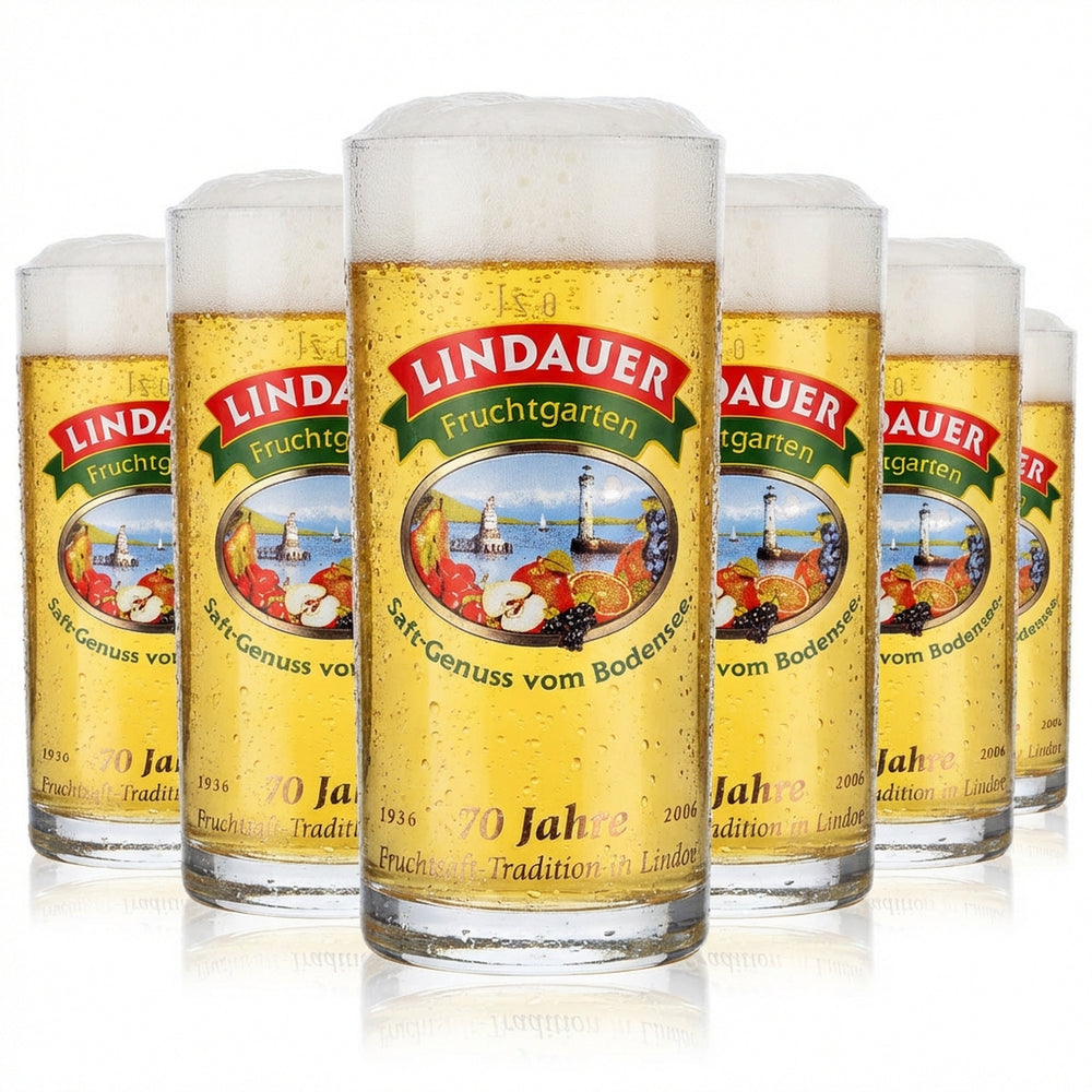 6x Lindauer Saft Glas 0,2l Saftgläser Gläser Becher 70 Jahre Rastal