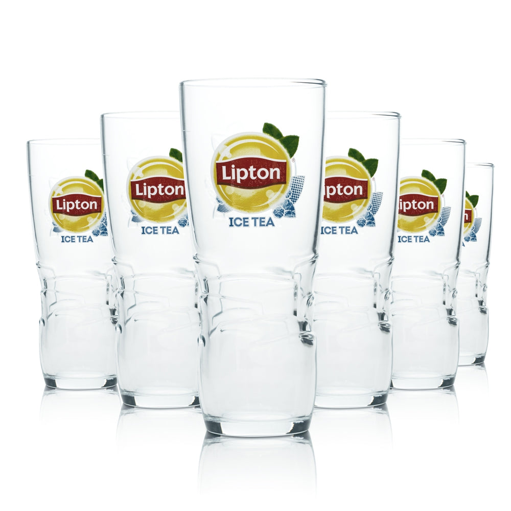 6x Lipton Eistee Glas 0,3l Becher Kontur Longdrink Cocktail Gläser Gastro Bar