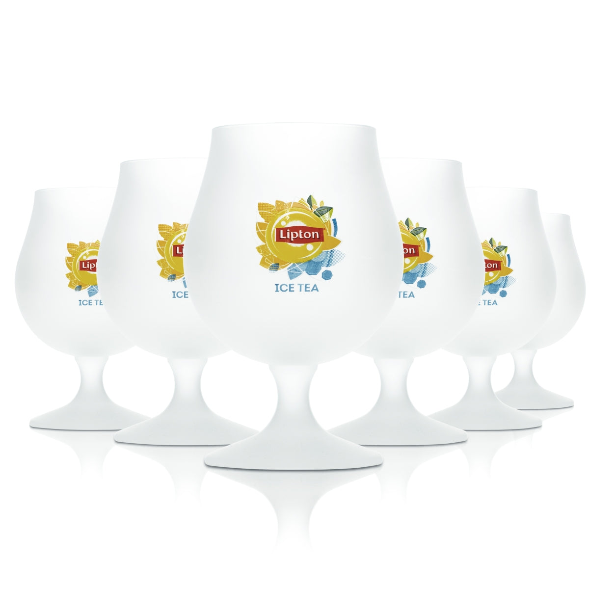 6x Lipton Eistee Glas 0,3l Frosted Tulpe Kelch Pokal Gläser Longdrink Cocktail
