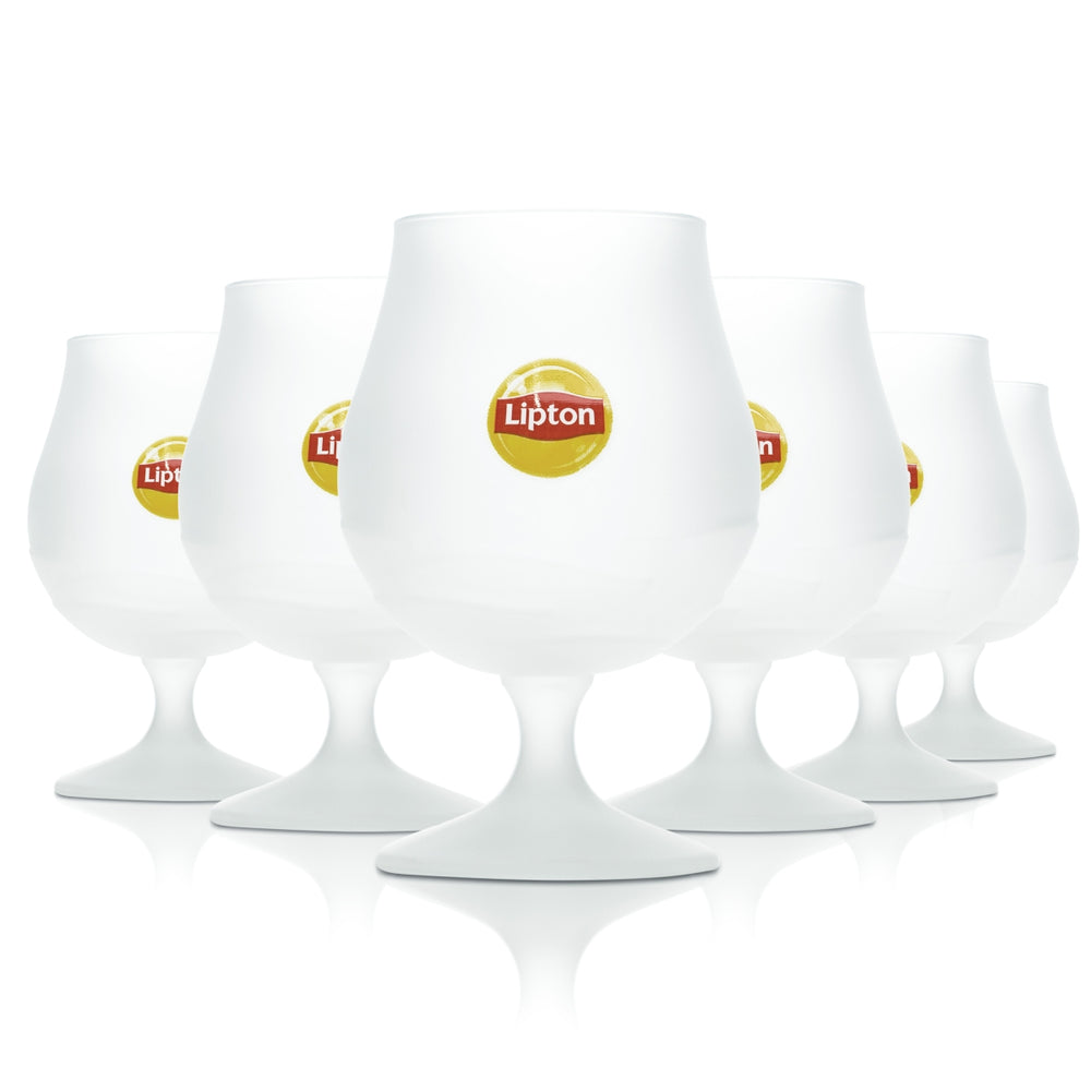 6x Lipton Eistee Glas 0,3l Tulpe Kelch Pokal Frosted Longdrink Cocktail Gläser