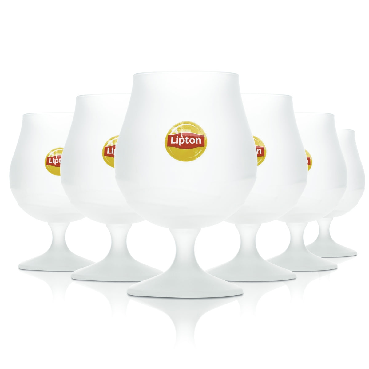 6x Lipton Eistee Glas 0,3l Tulpe Kelch Pokal Frosted Longdrink Cocktail Gläser