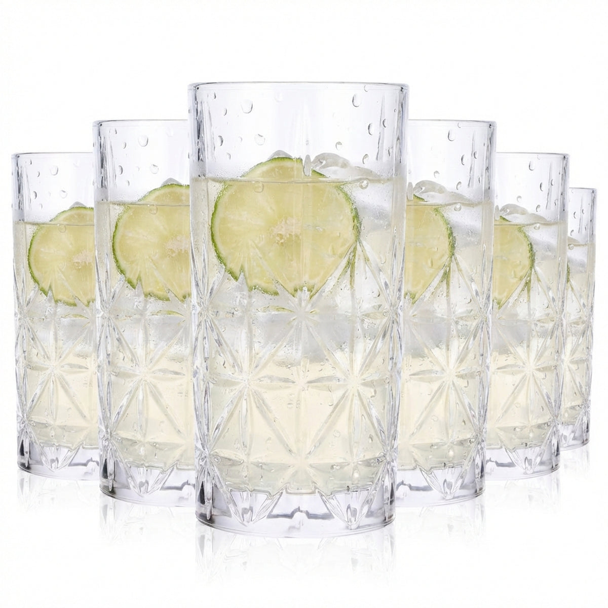 6x Longdrinkglas Relief Gläser 0,35l Kontur Kristall Cocktail