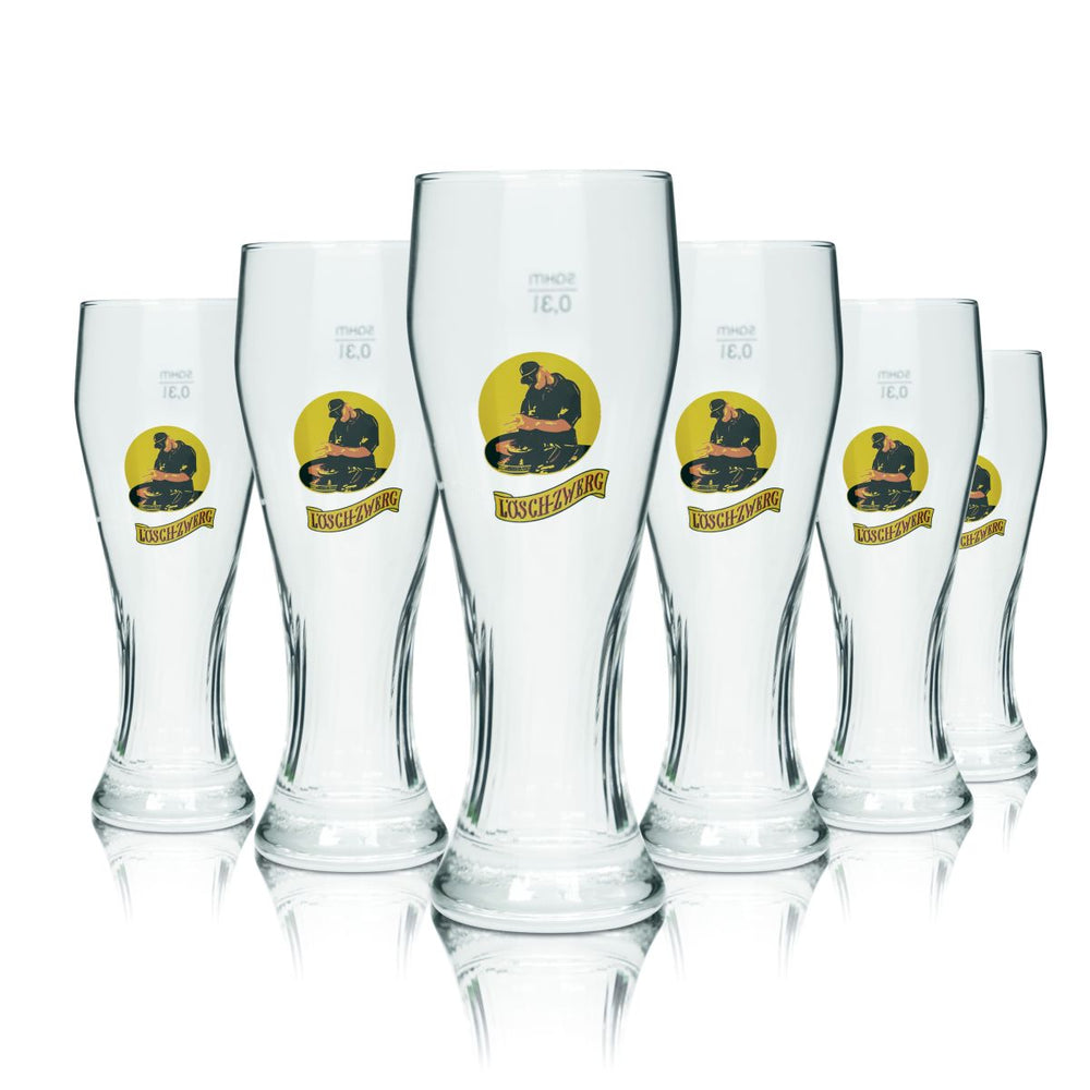 6x Löschzwerg Weißbierglas 0,3l Kontur Hefeweizen Gläser Brauerei Gastro Geeicht