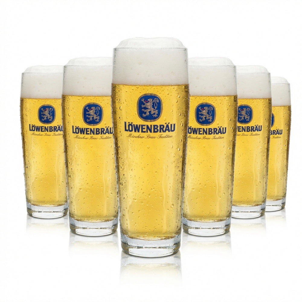 6x Löwenbräu Bier Glas 0,4l Willi Becher Rastal